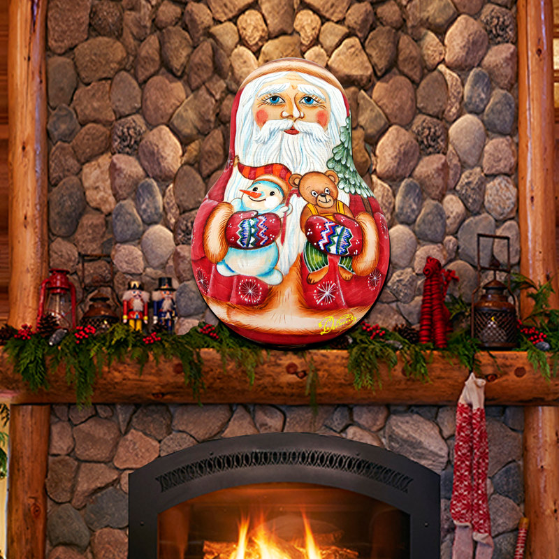 Enseigne de père noël en bois