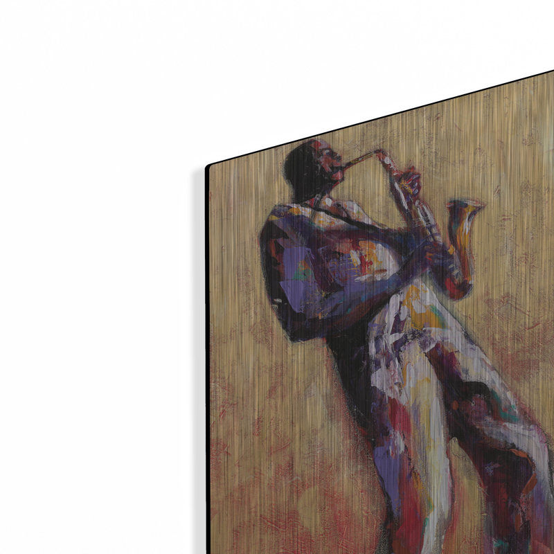 «Sax Solo» par Monica Stewart, art mural en métal, H 24 po x l 12 po
