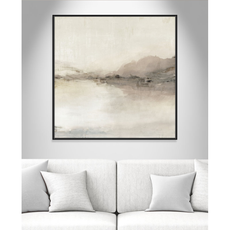 «Blush Horizon II» par Isabelle Z, L 41,5 po x H 41,5 po, Toile avec cadre, Cadre flottant noir