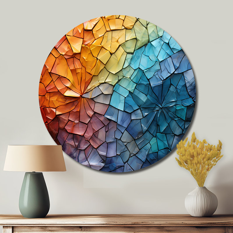 Chesterine - art abstrait rond en métal, H 29 po x l 29 po