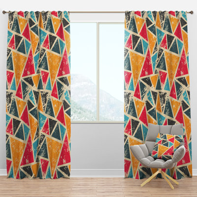 Panneau de rideau simple semi-diaphane avec passe-tringle Vintage Triangulare