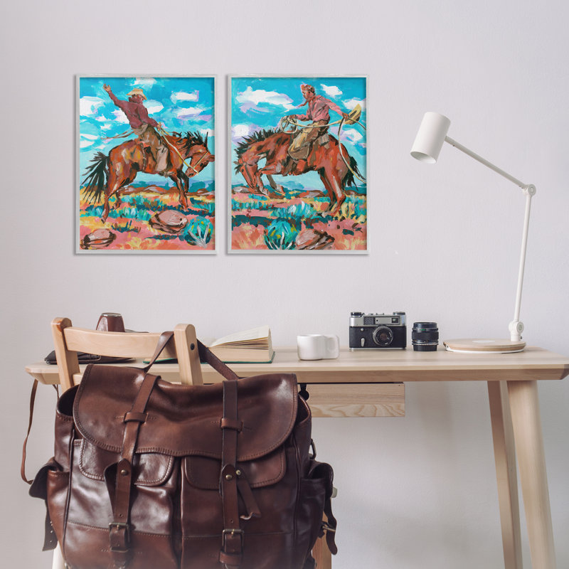  «Rustic Cowboys in Desert», ensemble de 2 estampes numériques par Melissa Wang, Estampe numérique Farmhouse
