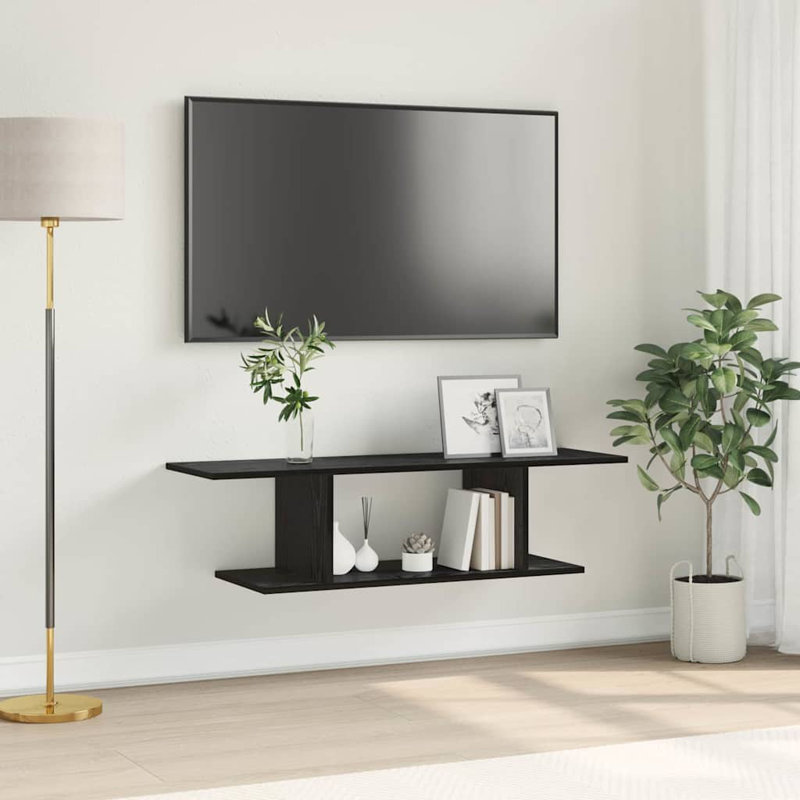 TV Cabinet Engineered Wood, 26.5cm H x 103cm L x 30cm W, Black