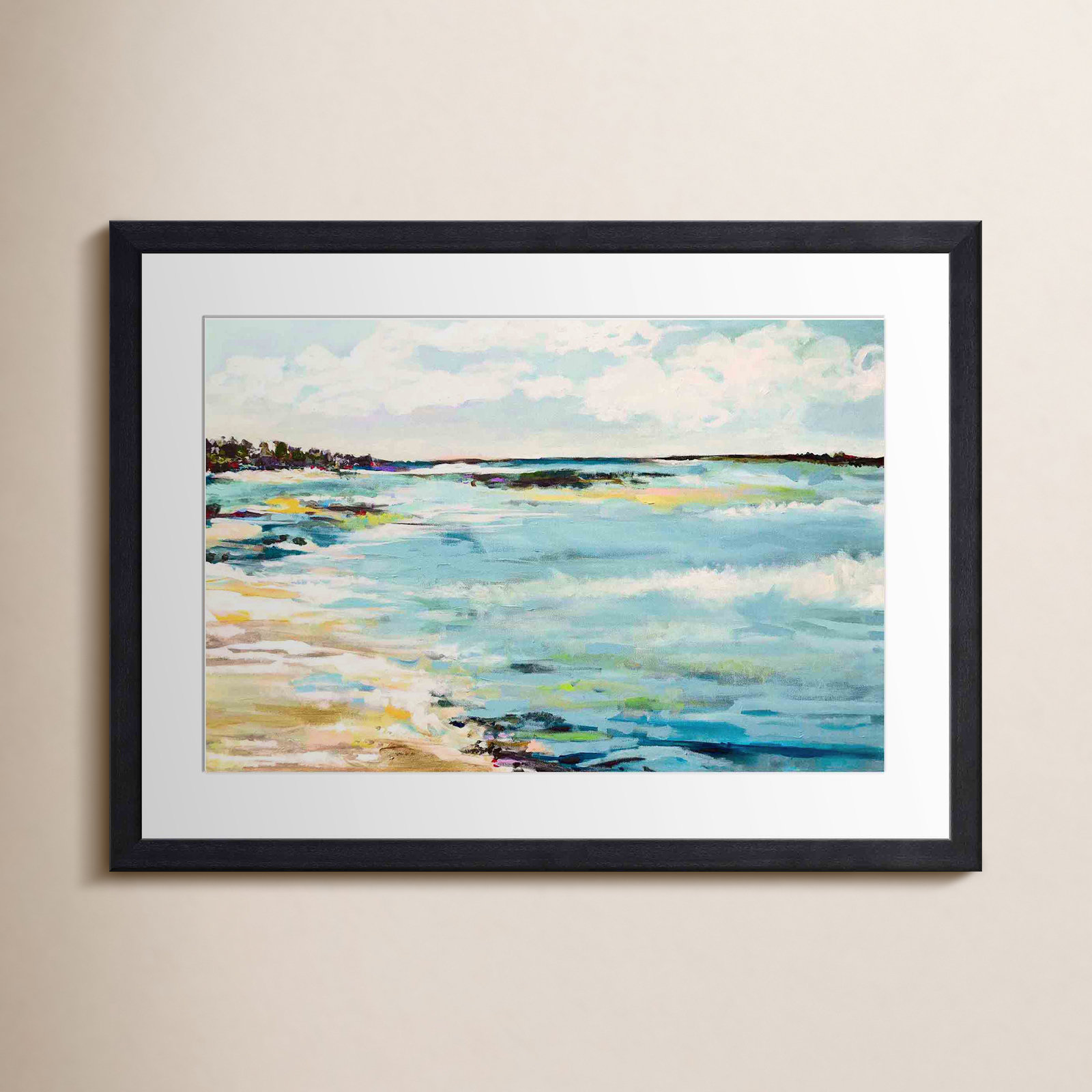 Beach Surf III by Karen Fields, Black, 48"H x 32"W