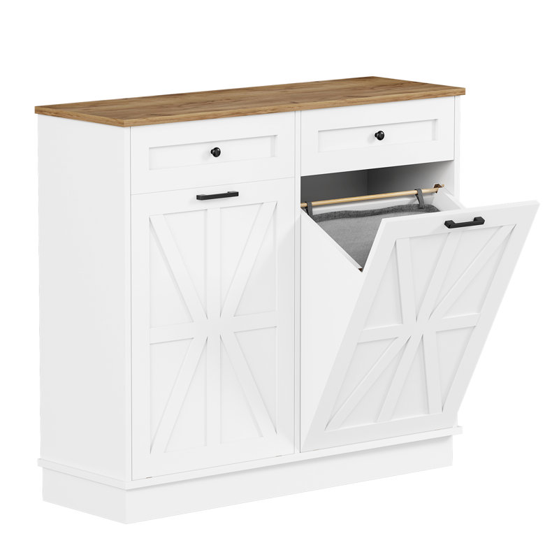 Armoire poubelle Farmhouse Double Tilt-Out, Blanc