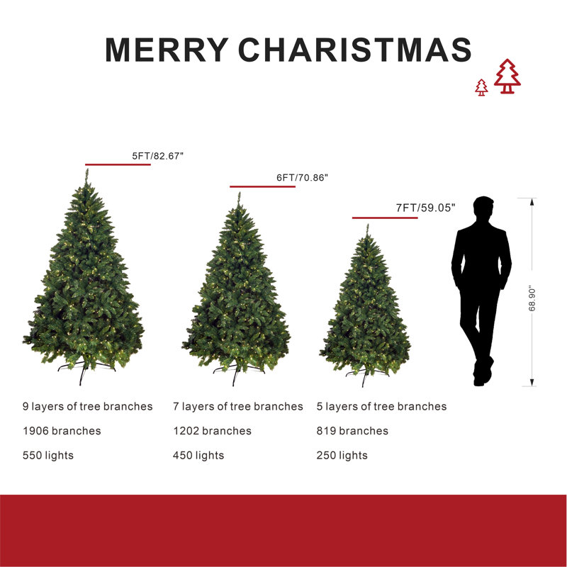 Arbre de Noël illuminé 5 pi avec lumières claires, 5'