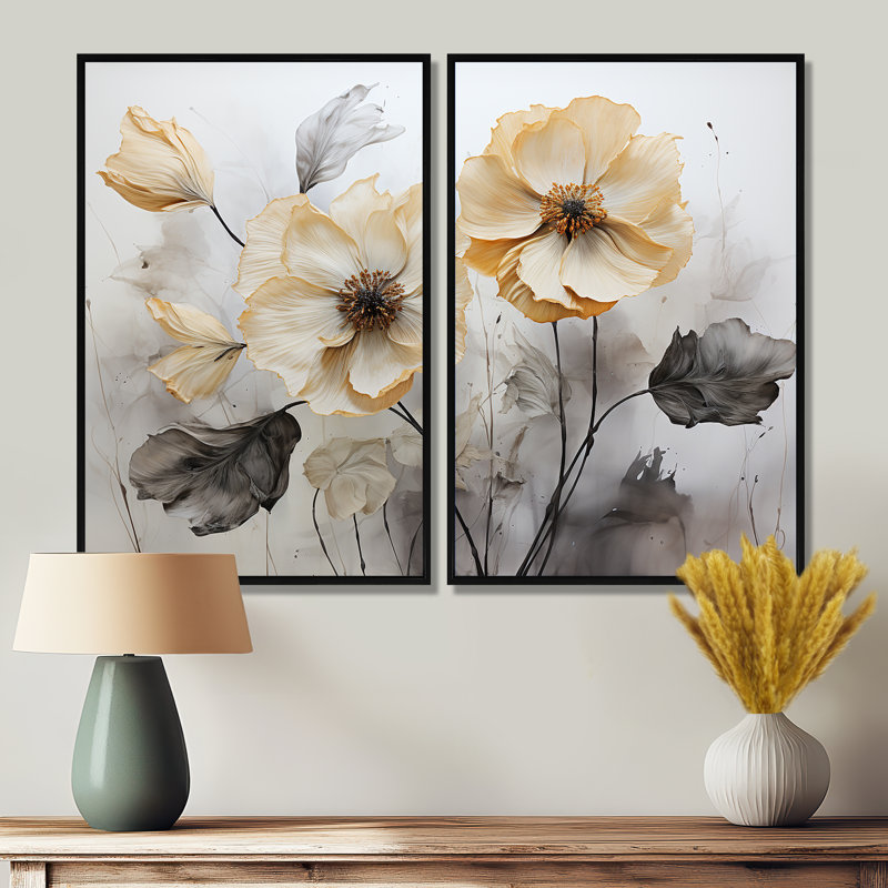 Minimalisme, gloire du matin - art mural floral, Noir, H 36 po x l 48 po, Reproduction encadrée sans passe-partout