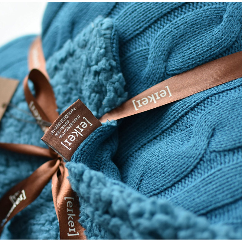 Cable Knit Throw Blanket, Ocean Teal, 55" x 70"