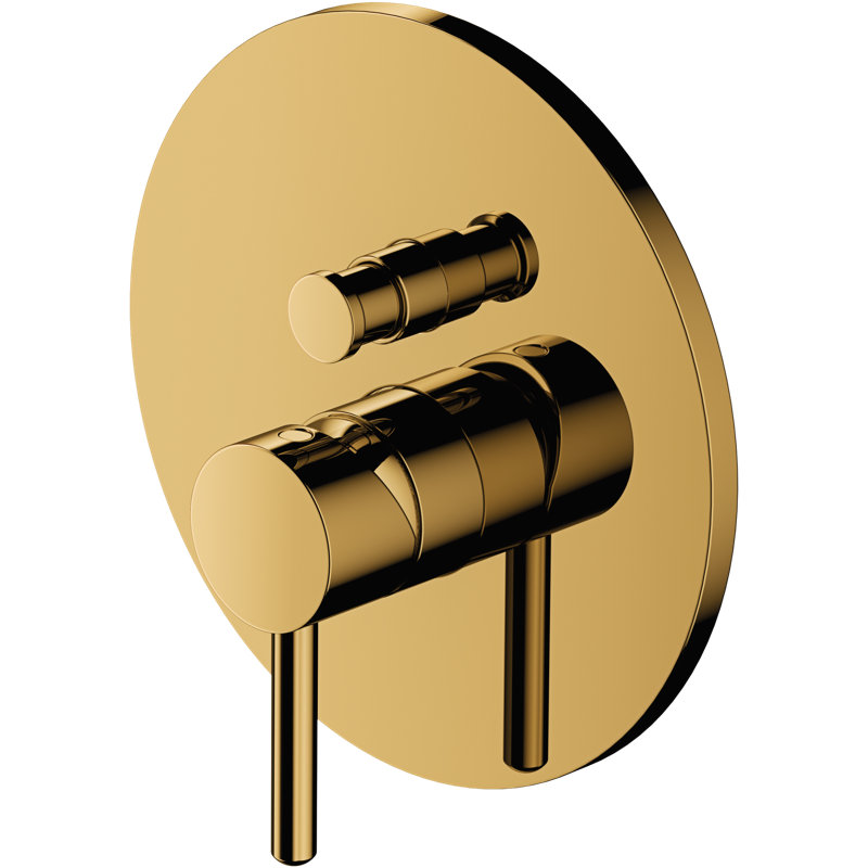 Polygala 1 Handle Wall Bath Shower Mixer Bath Filler with Diverter, Gold
