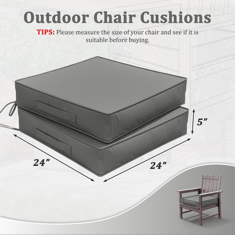 Outdoor 5” Seat Cushions And 24”X24” Outdoor Cushions Dining Seat Cushions , Light Gray