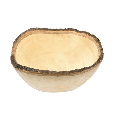 Décoration carrée carrée en bois de manguier avec écorce naturelle