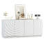 Buffet 59 po avec grain spiralé et armoire moderne à 4 portes pour le rangement de la cuisine ou du salon, blanc-1522547013