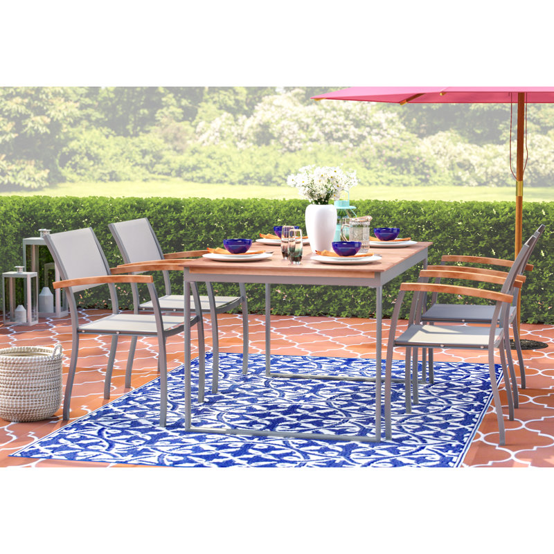 Sakho 4 - Person Patio Dining Set with Extendable Rectangular Table
