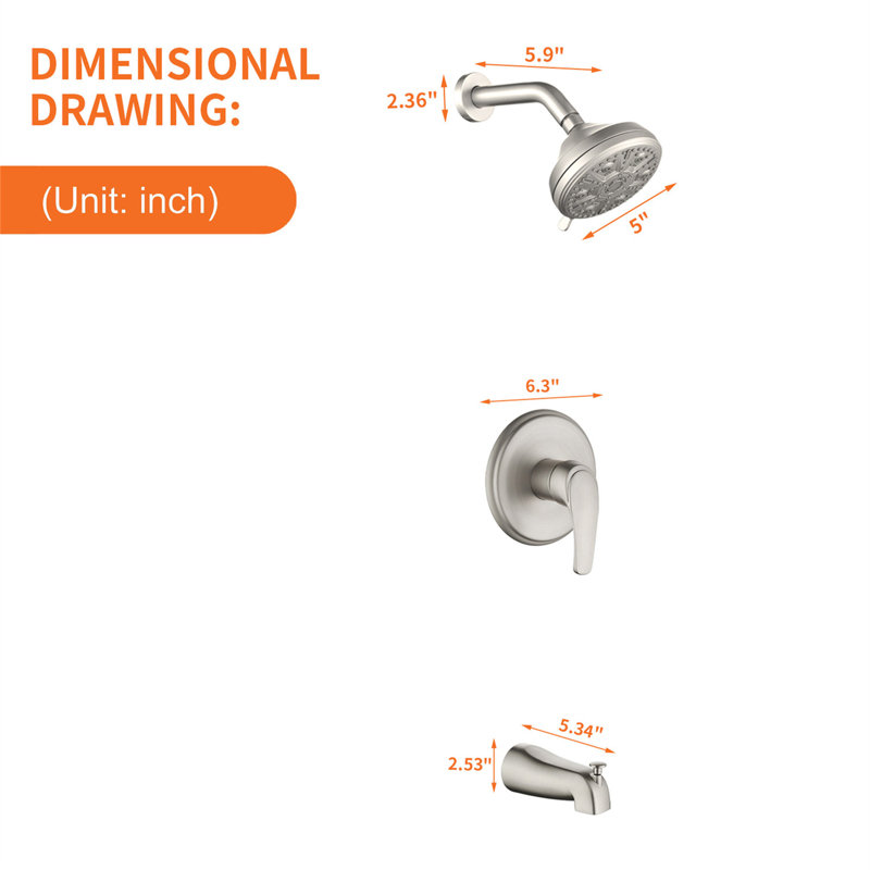 All-In-One Kit with Rough in-Valve, Brushed Nickel