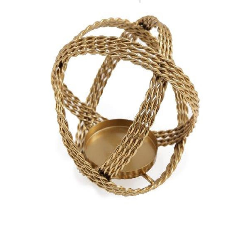 Montreuil Metal Tabletop Tealight Holder, Gold, 18cm H x 15cm W x 15cm D