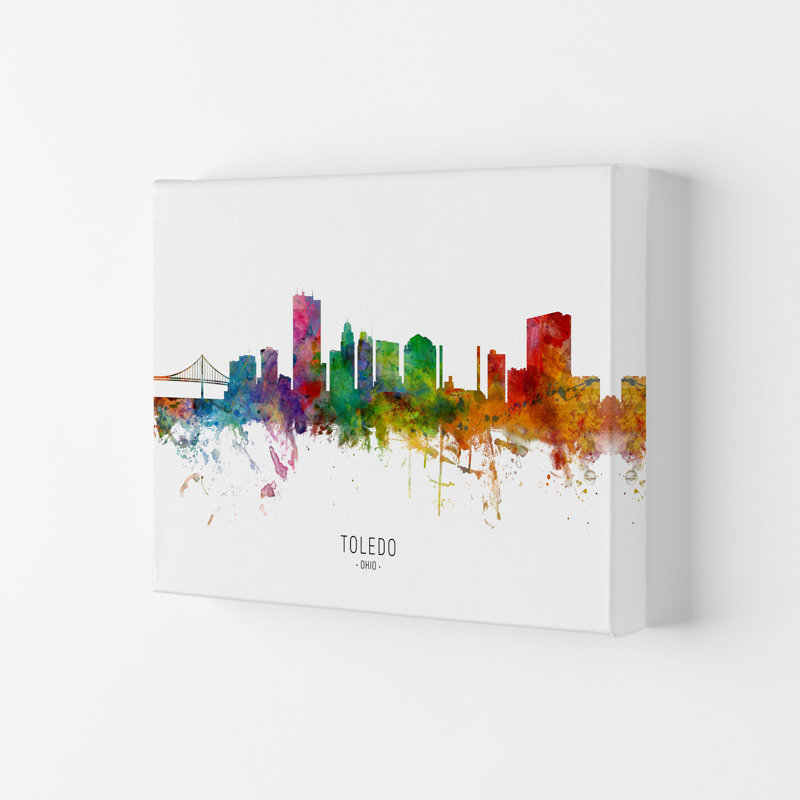 Toledo Ohio Skyline by Michael Tompsett - Print, 21cm H x 29.7cm W x 4cm D, Wrapped Canvas