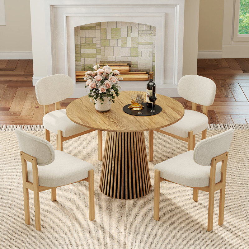 Ensemble de table de salle à manger ovale extensible, table de salle à manger en panneau de fibres à densité moyenne ronde à ovale de 39,37 po à 70,87 po, mobilier de salle à manger de luxe moderne et peu encombrant