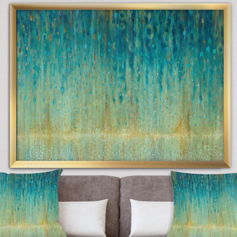 Cadre photo « rain abstract panel », reproduction sur toile, Cadre doré, H 20 po x l 20 po x P 1 po