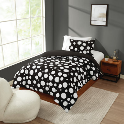 Ensemble de housse de duo en polyester noir / blanc Sophia