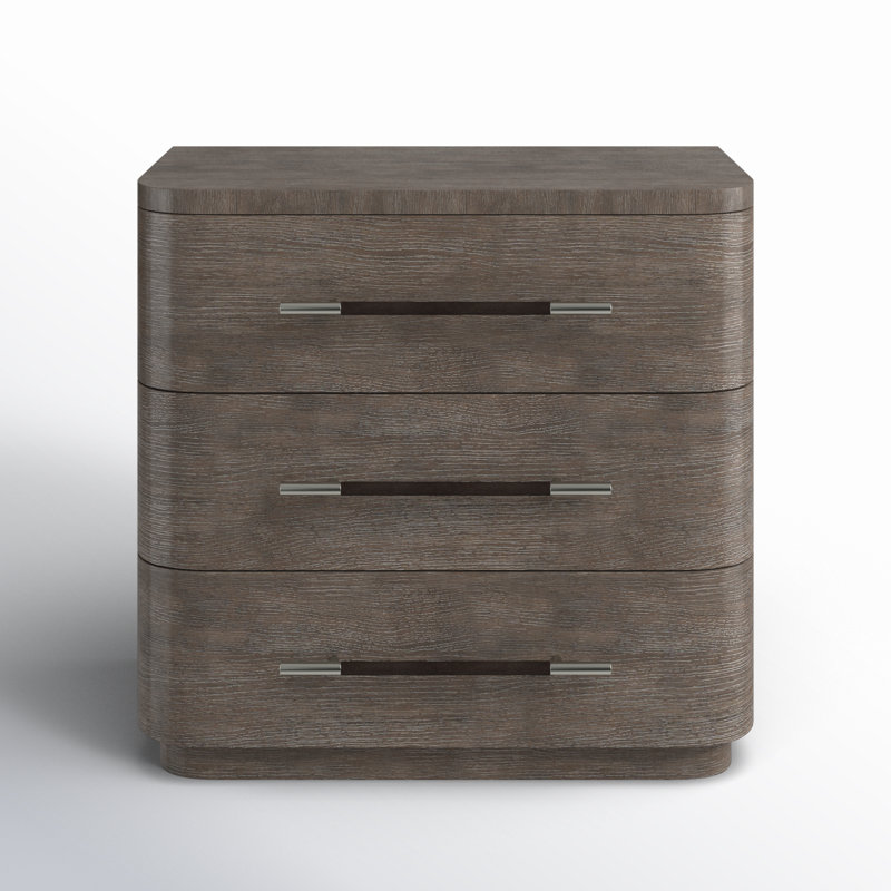 Modern Mood Three Drawer Nightstand, Dark Wood/Mink