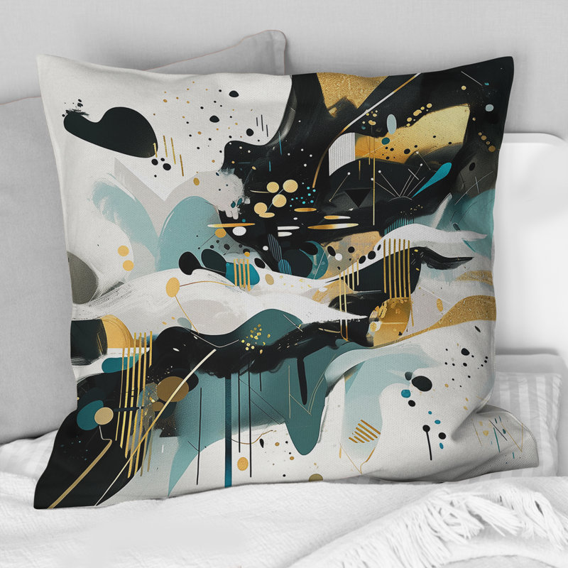 Coussin Teal Gold Cubist Kaleidoscope III - Cubism