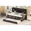 Wooden Bed With Built-in Shelving, 3 Storage Compartments And Trundle Feature In Book Storage, +-1899828520-1899828521