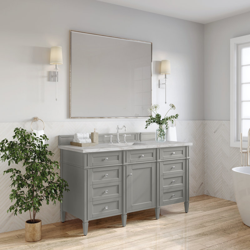 Brittany 60 in. Single Vanity, Victory Blue, Victorian Silver, 8" Widespread