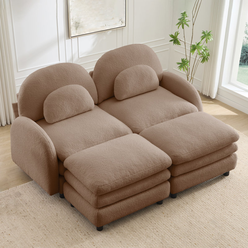 Teddy Fabric Cloud-like Sofa, H 35,4 po x l 68,5 po x P 55,5 po, Chameau