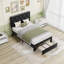 Bed Frame With Diamond Tufted Headboard, PU Leather Platform Bed With Storage Drawer, Wooden Slats Support, No Box Spring Needed, Easy To Assembly-284535230