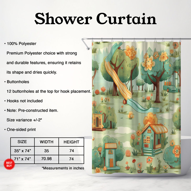 Kids Playground - Premium Shower Curtain, 74"H x 71"W