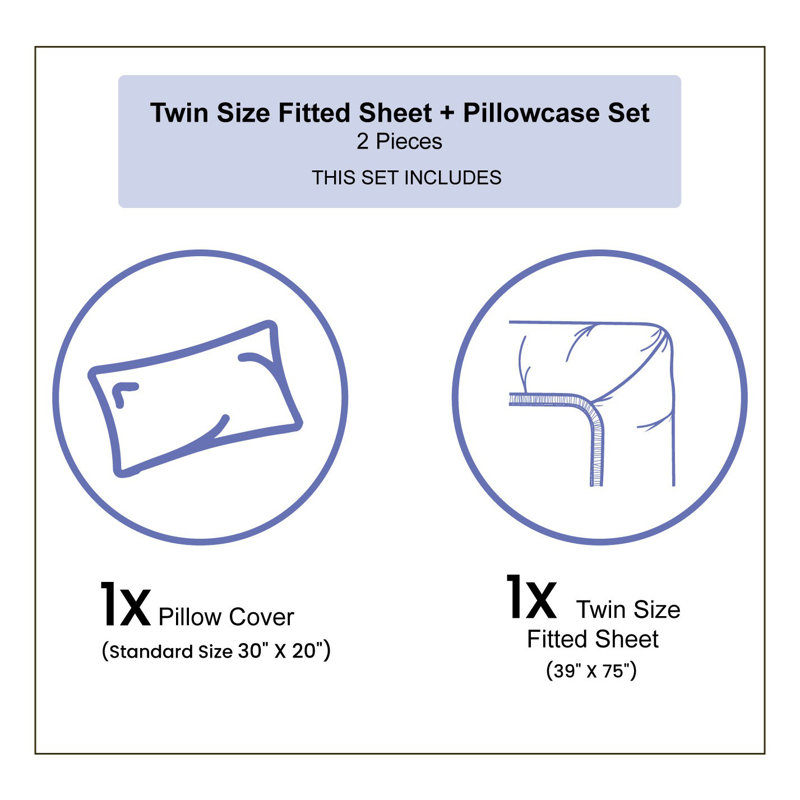 Microfiber Sheet Set, Twin Sheet Set with Fitted Sheet