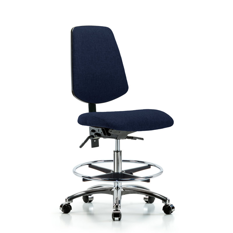 Fauteuil en tissu chromé - FMBCH sans inclinaison, Non, Marine, Roulettes