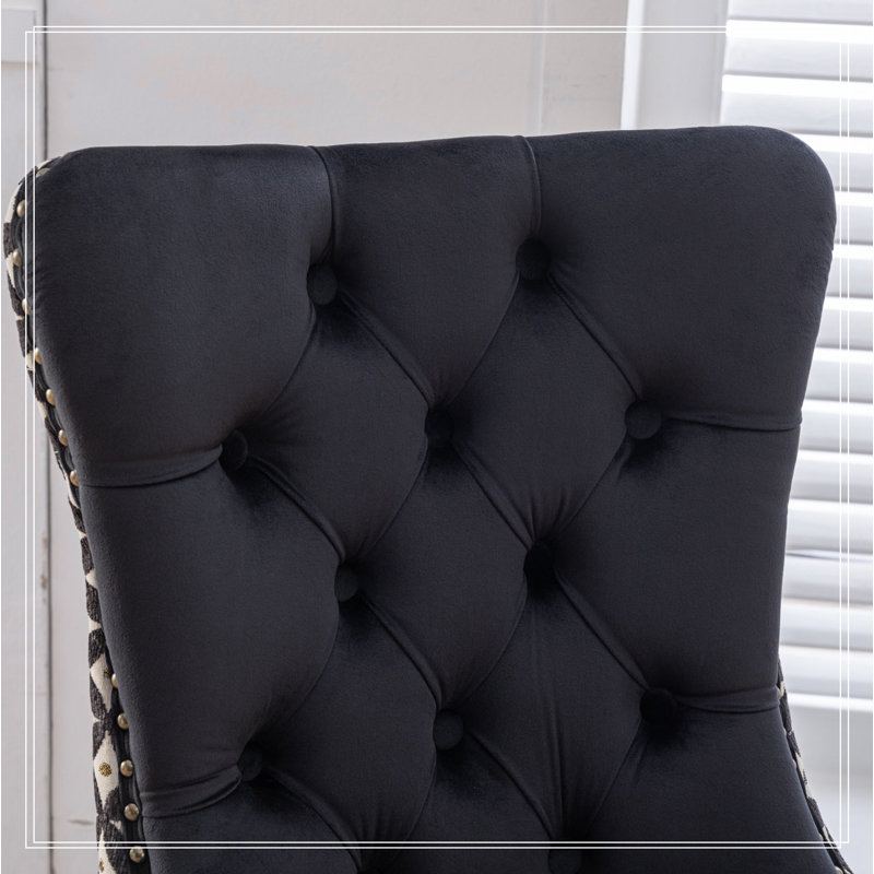 Classic Velvet Dining Chairs,  High-end Tufted Solid Wood Contemporary Velvet Upholstered Dining, Black