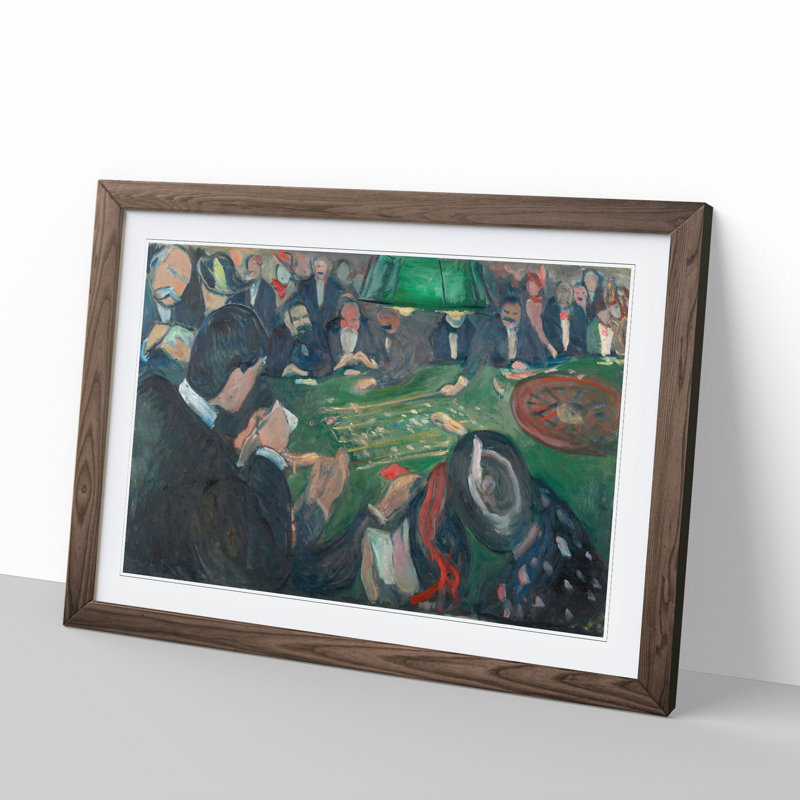 At the Roulette Table by Edvard Munch - Picture Frame Painting, 27cm H x 36cm W x 2cm D, Walnut Framed