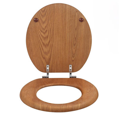 Siège de toilette en bois rond avec charnières en métal, siège de toilette en bois pour sièges de toilette de taille standard américaine, facile à installer