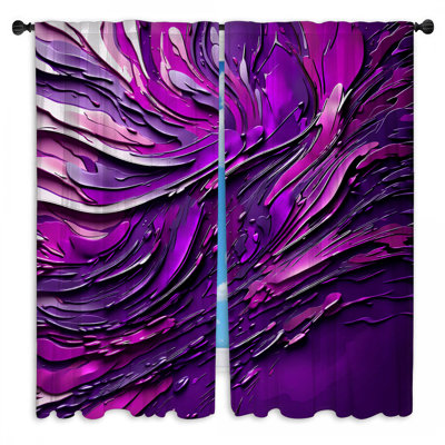 Purple Fluid Abstract Window Curtains Fluid Sheer & Room Darkening - 2 Panels