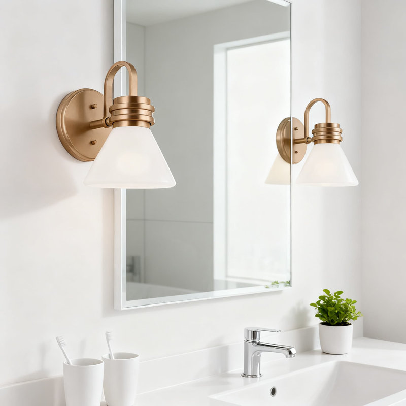 Applique murale moderne avec abat-jour en verre opale, luminaire simple pour l'éclairage intérieur dans la chambre à coucher, le meuble-lavabo, le couloir et le salon