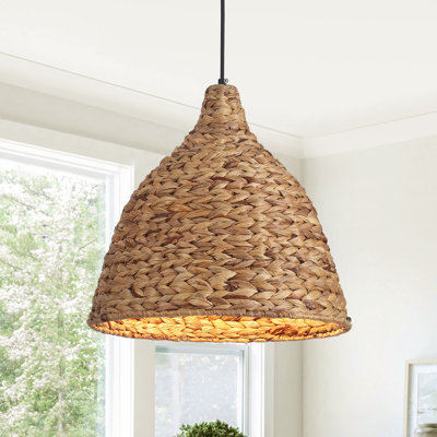 Luminaire suspendu cône en rotin naturel tissé à la main 1 lumière Millerville