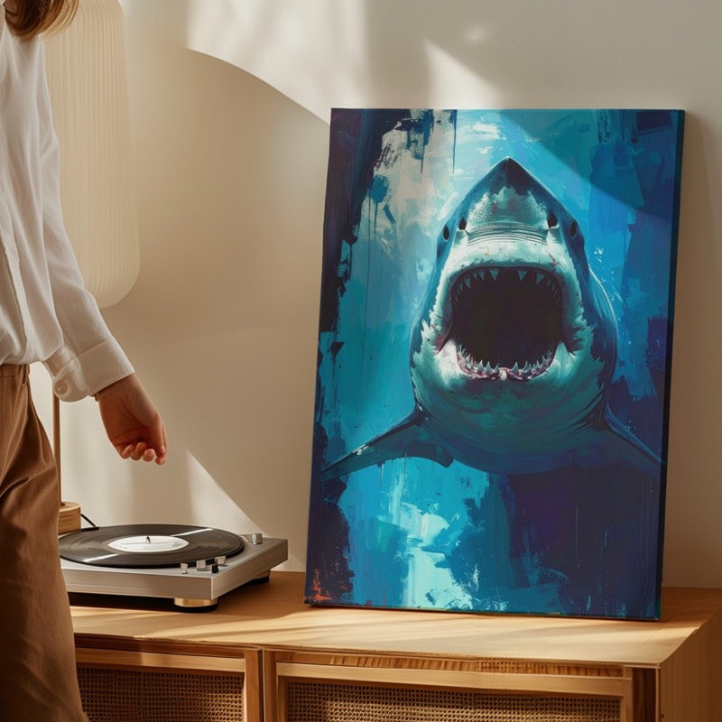 Toile grand requin blanc, H 12 po x l 9 po