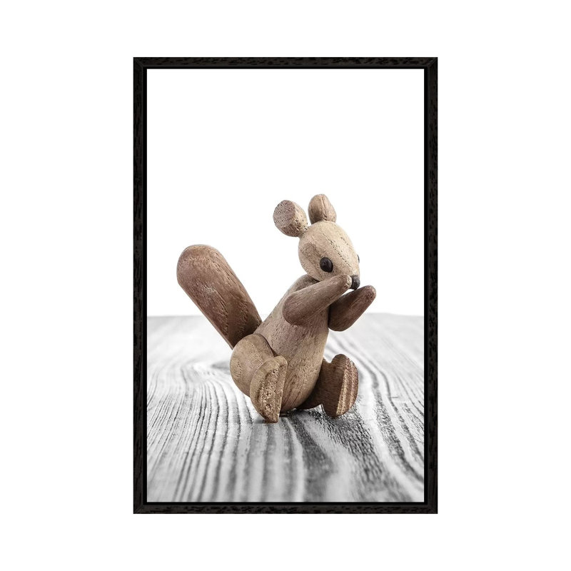 Squirrel Zooline - Print on Canvas, 66.04 cm H x 45.72 cm W, Black Framed