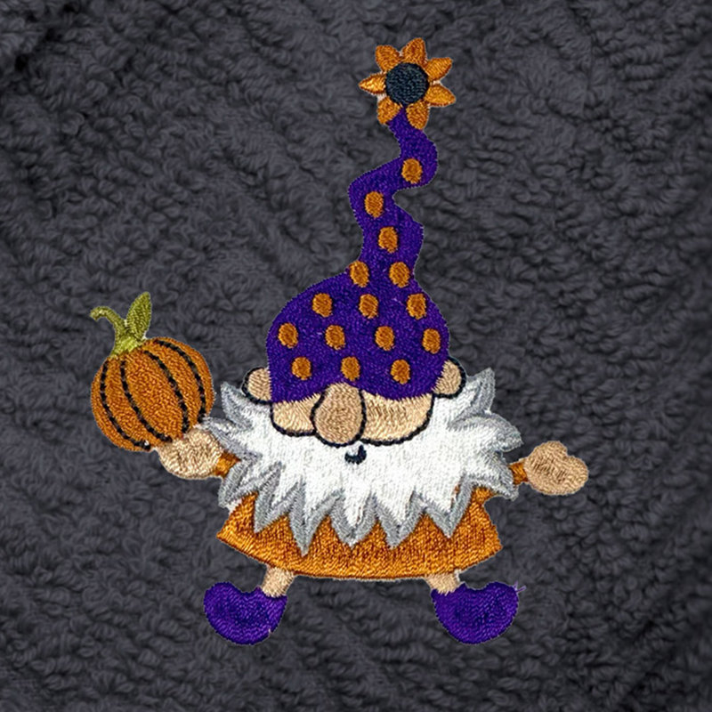Peignoir brodé tissé à chevrons 100% turc The Holiday Aisle® - Gnomes d'Halloween, TG, Gris