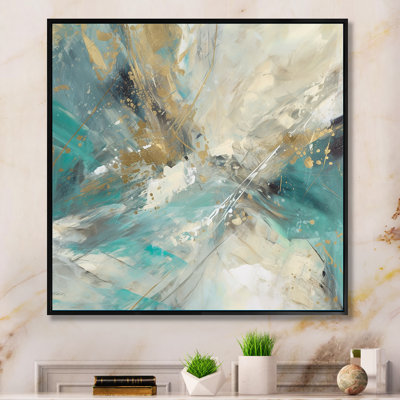 " Golden Hour in Turquoise Waves VI " Mixed Media Print