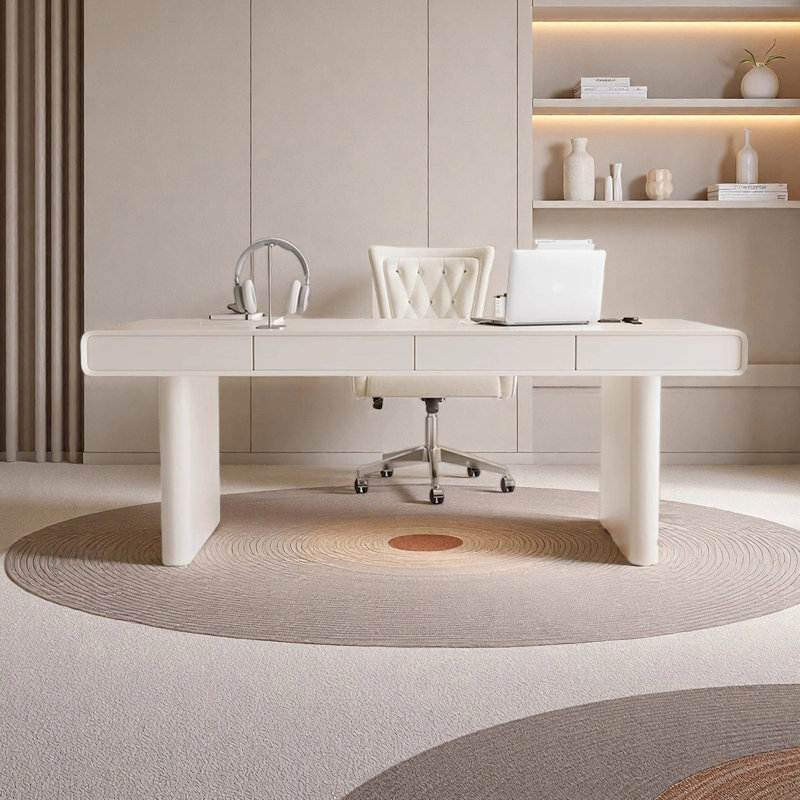 Bureau de couleur crème, H 29,53 po x l 70,87 po x P 31,5 po