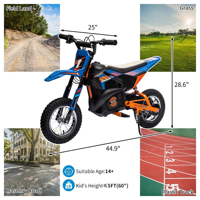Moto électrique 24V 7AH pour enfants, Bleu
