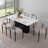 Velora Modern Dining Set, Faux Marble Dining Table And Chair Set for 6-1041328480