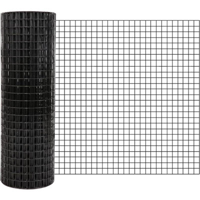 Black PVC-Coated 19 Gauge Hardware Cloth Garden Trellis – 1/2-Inch Mesh Welded Wire Fence Roll for Plant Support, Poultry, and Rabbit Enclosures – Heavy-Duty Black Plastic Dip Coating – Color: B-Black plastic dip, Size: 1.2*15m