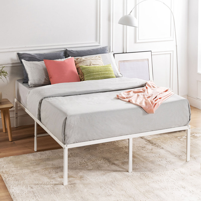 Messancy 16" Steel Platform Bed, Full/Double, White