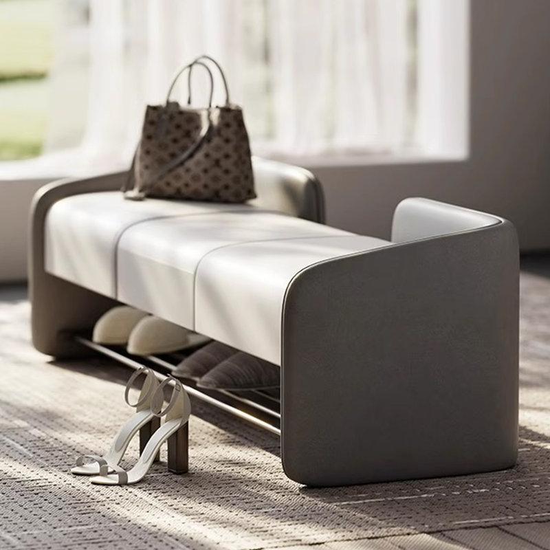 Banc de rangement rembourré pour chaussures, Gris