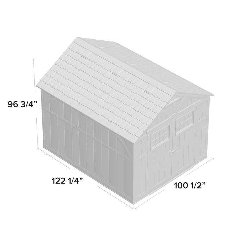 Suncast Outdoor Vanilla Resin Storage Shed, 8.6ft. H x 8.4ft. W x 10.2ft. D