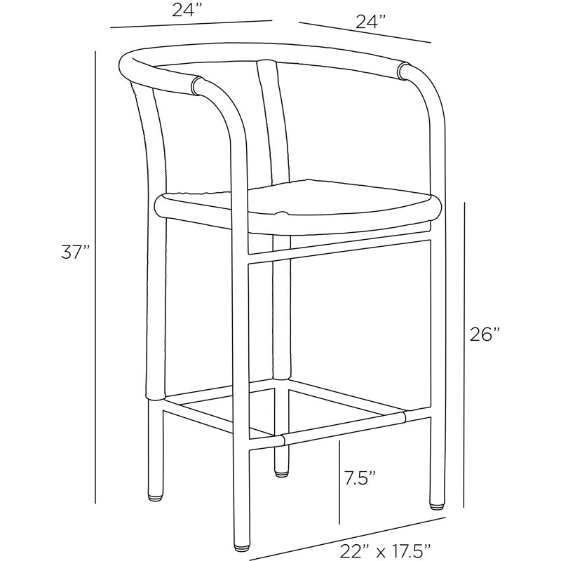 Feller Outdoor Bar Stool, 26"